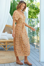 Load image into Gallery viewer, Claudia Orange Floral Puff Sleeve Dress