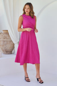 Kendra Sleeveless Pink Knot Front Evening Dress