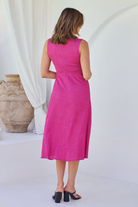 Kendra Sleeveless Pink Knot Front Evening Dress