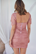Load image into Gallery viewer, Mika Pink Sequin Rouged Mini Dress