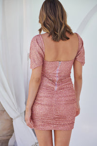 Mika Pink Sequin Rouged Mini Dress