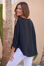 Load image into Gallery viewer, Ophelia Black 3/4 Split Tie Sleeve Blouse