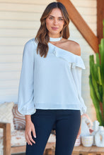 Load image into Gallery viewer, Dakota One Shoulder Frill White Top
