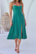 Load image into Gallery viewer, Laurel Faux Linen Green Midi Dress