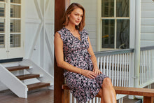 Load image into Gallery viewer, Maggie Navy/Plum Floral Midi Dress