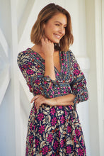 Load image into Gallery viewer, Willow Tie Sleeve Navy/Pink Floral Print Maxi Dress