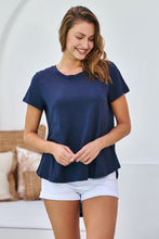 Load image into Gallery viewer, Ebony Navy Cap Sleeve Drop Back Cotton Tee