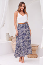Load image into Gallery viewer, Esperence Skirt Navy/Beige Floral Belted Skirt