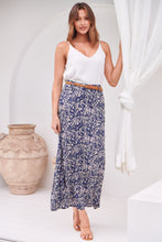 Load image into Gallery viewer, Esperence Skirt Navy/Beige Floral Belted Skirt