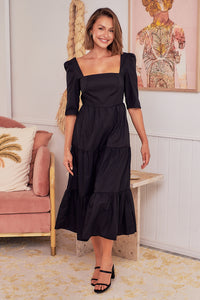 Priscilla Black Tiered Maxi Dress