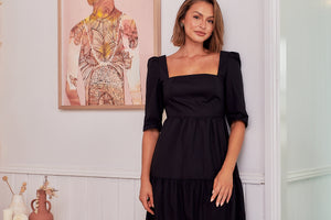 Priscilla Black Tiered Maxi Dress