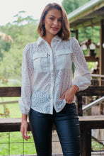 Load image into Gallery viewer, Elandra White Embroidery Long sleeve shirt