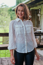 Load image into Gallery viewer, Elandra White Embroidery Long sleeve shirt