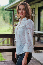 Load image into Gallery viewer, Elandra White Embroidery Long sleeve shirt