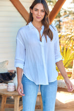 Load image into Gallery viewer, Agatha Roll Sleeve White Button Up Shirt