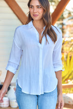 Load image into Gallery viewer, Agatha Roll Sleeve White Button Up Shirt