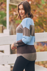 Brea Long Sleeve pullover Stripe Blue Knit