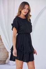 Load image into Gallery viewer, Brooklyn Frill Sleeve Black Linen Dress