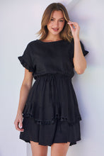 Load image into Gallery viewer, Brooklyn Frill Sleeve Black Linen Dress