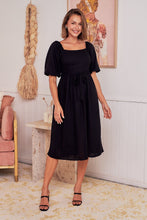 Load image into Gallery viewer, Cora Black Linen Tie Maxi Dress