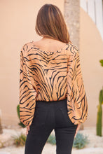 Load image into Gallery viewer, Riva Gold/Black Print Long Sleeve Drawstring Top