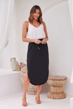 Load image into Gallery viewer, Maris Black Tie Waist Midi Side Split Skirt