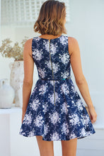 Load image into Gallery viewer, Adelle Navy Print Floral A-Line Dress