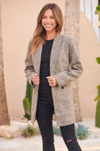 Load image into Gallery viewer, Athena Coffee Brown Tweed Print Button Front Blazer