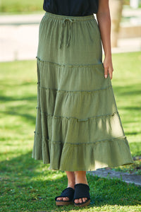Felicity Khaki Maxi Skirt