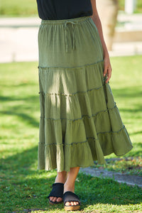 Felicity Khaki Maxi Skirt