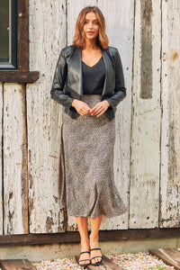 Mira Brown Speckled Aline Skirt