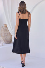 Load image into Gallery viewer, Laurel Faux Linen Black Midi Dress