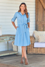 Load image into Gallery viewer, Fallon Denim Collared Tie Waist Button Front Dress
