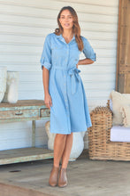 Load image into Gallery viewer, Fallon Denim Collared Tie Waist Button Front Dress