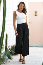 Load image into Gallery viewer, Tau Black Satin Wide leg Pant