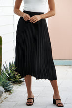 Load image into Gallery viewer, Adelaide Pleated Black Satin Aline Skirt