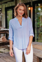 Load image into Gallery viewer, Lorna Blue Stripe V Neck Shirt