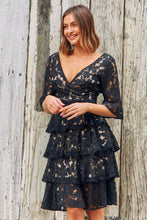 Load image into Gallery viewer, London Black Lace Tiered Evening Dress