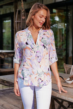 Load image into Gallery viewer, Brigit Lilac Floral V Neck Shirt
