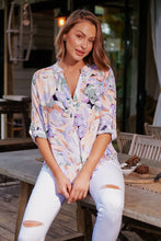 Load image into Gallery viewer, Brigit Lilac Floral V Neck Shirt