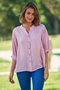 Airlie Pink Button Up Shirt