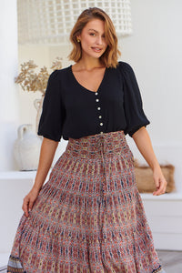 Josephine Multi Boho Print Maxi Skirt