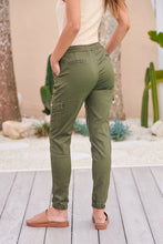 Load image into Gallery viewer, Cargo Khaki Green Denim Jogger Pant