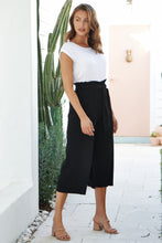 Load image into Gallery viewer, Mya Tie Pleated Black Culotte Pants