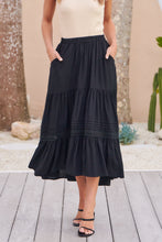Load image into Gallery viewer, Kira Black Lace Detailed Hi/Low Maxi Skirt