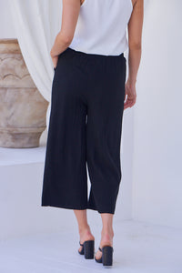 Clover Black Linen Culotte Pants