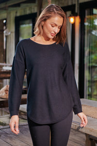 Cameron Long Sleeve Pullover Black Knit
