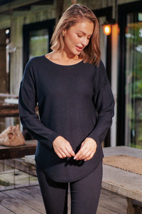 Cameron Long Sleeve Pullover Black Knit