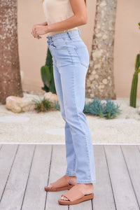 Mary Light Blue Straight Cut Stretch Denim Jeans