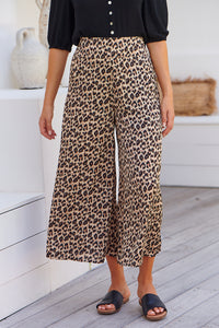 Paris Leopard Satin Culotte Pants